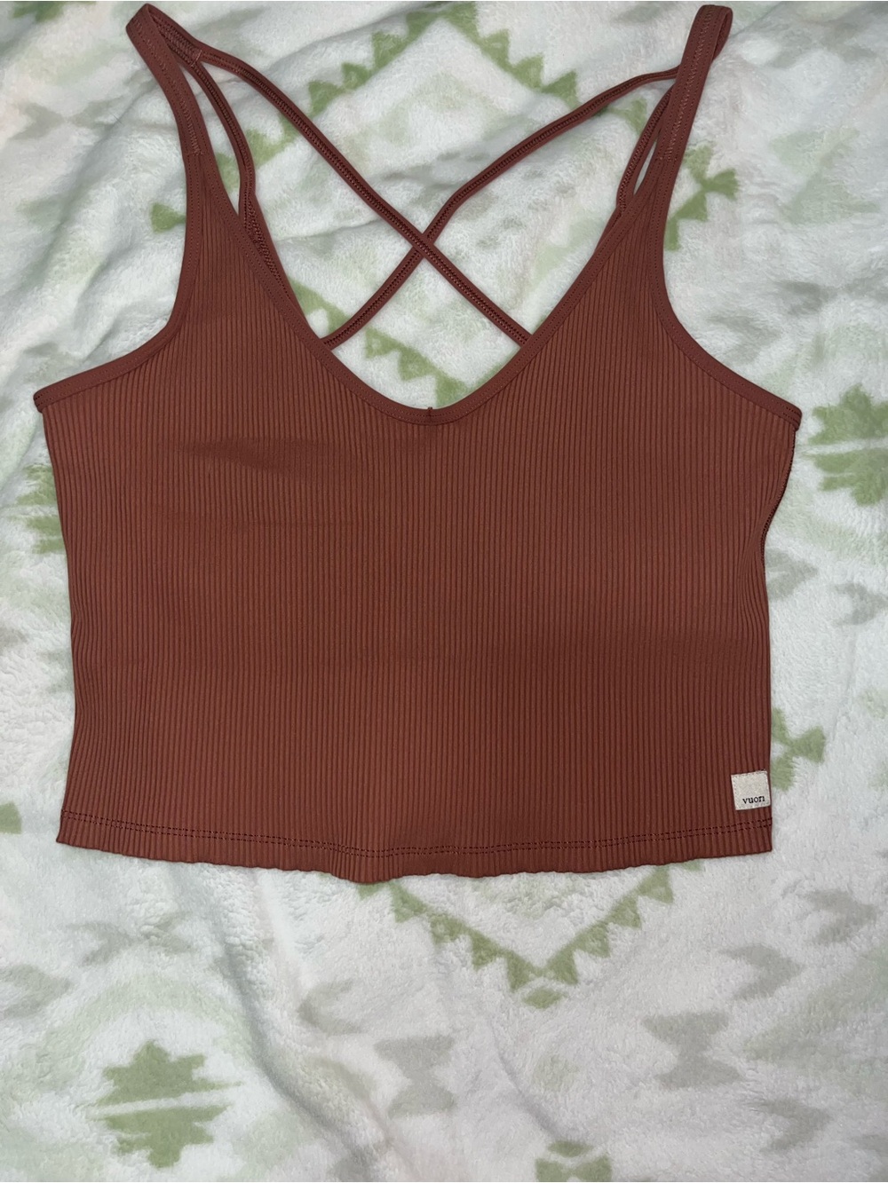 the Vuori Rib Crop Tank